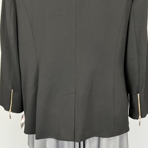 Kasper Womens Plus Black Notch Collar Blazer Zip Cuffs Single Button size 22W - Picture 7 of 13